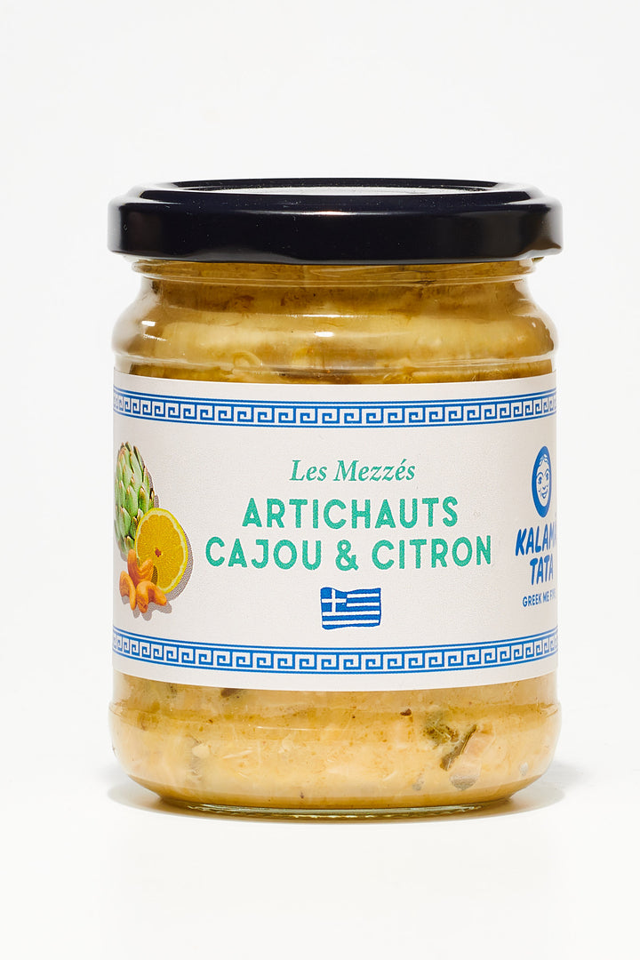 Mezze d'artichauts , noix de cajou et citron